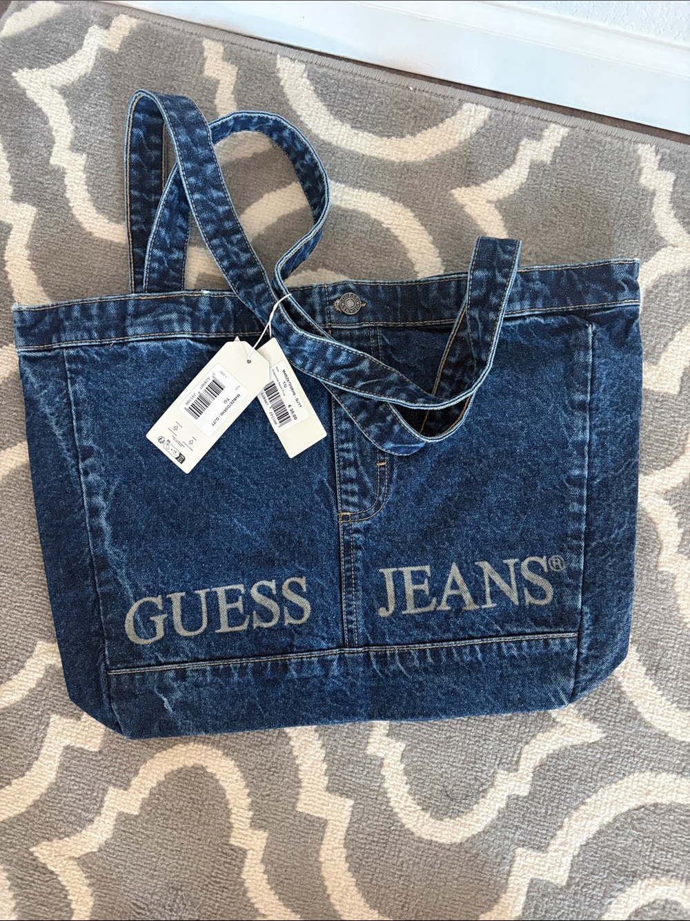 Guess Blue Denim Logo Tote